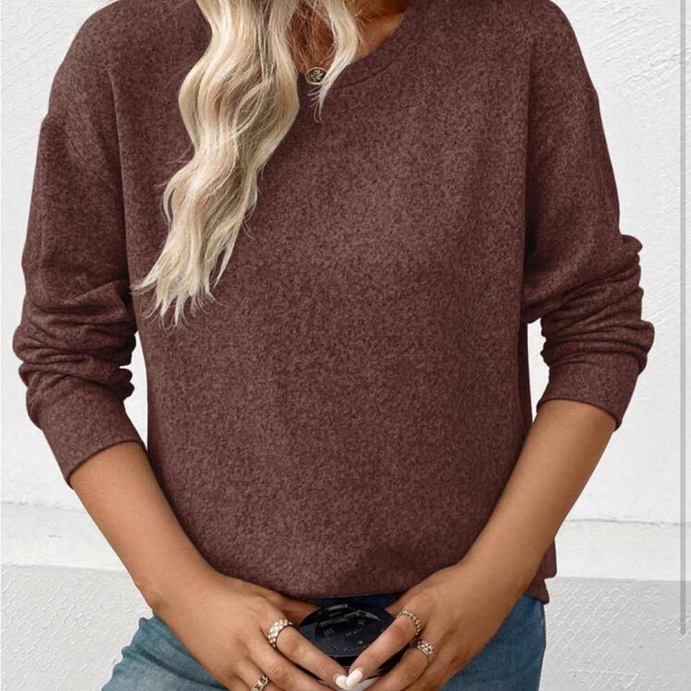 SHEIN Chocolate Long Sleeve Top